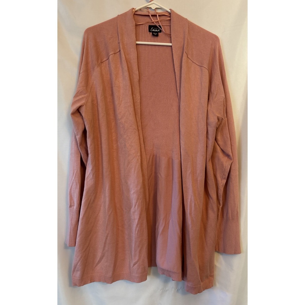 Simply Emma soft Knit comfy woman open Sweater cardigan Pink 2X Layering